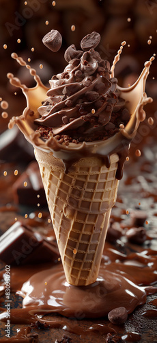 Delicious ice cream cone explosion