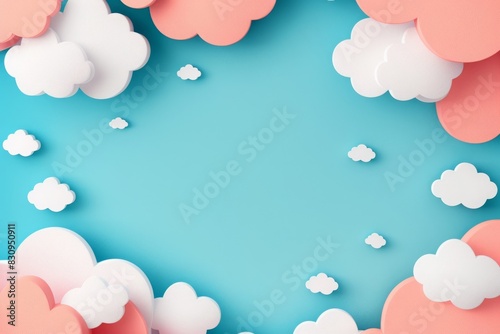 Colorful cloud shapes against a blue sky background, creating a dreamy and whimsical scene perfect for various creative projects.