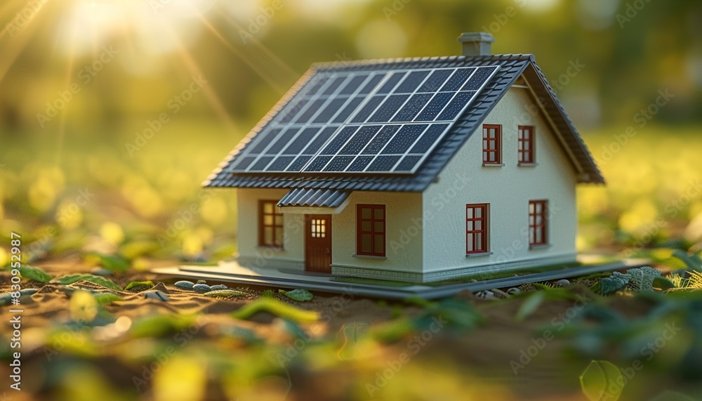3D house with solar panel 3D house with solar panel