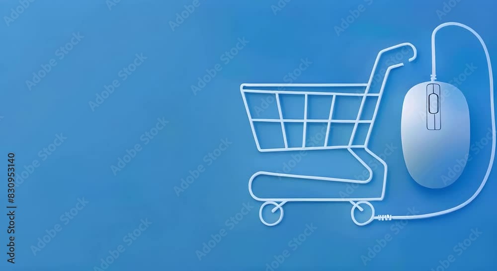 A white computer mouse cable in the shape of a shopping cart A white computer mouse cable in the shape of a shopping cart