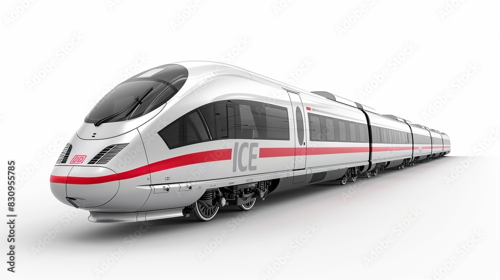 High speed train in modern design isolated on white background High speed train in modern design isolated on white background