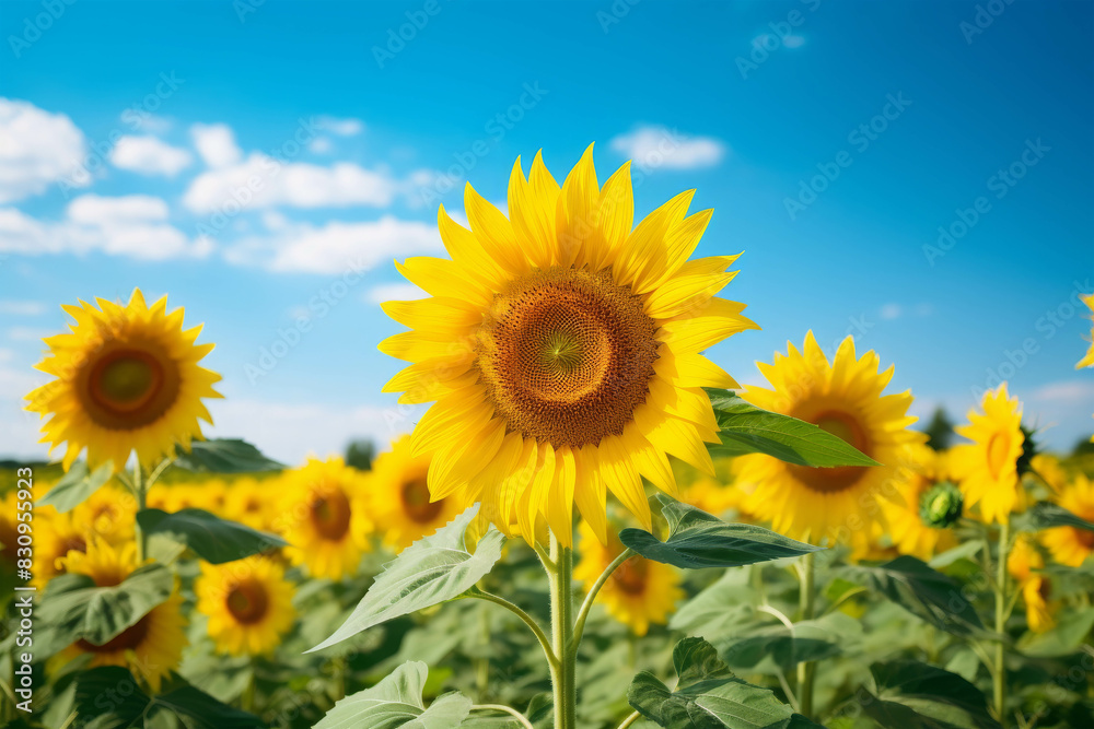 Sunflowers in a Bright Summer Field.