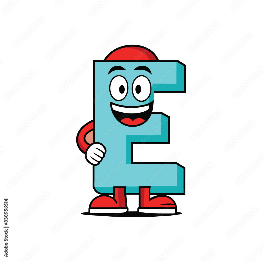 Alphabet E Mascot Cartoon Letter E Mascot T Shirt Design For Print On Demand