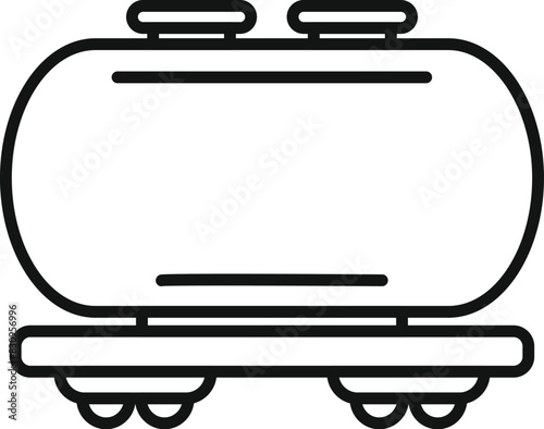 Simplistic line art of a tanker railcar, ideal for industrialthemed designs
