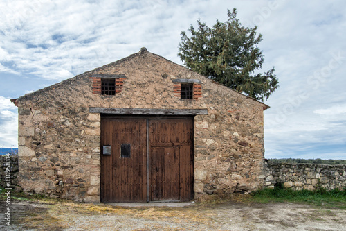 stone barn  in a village in Spain