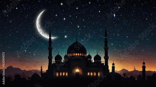 Sacred Space: Starry Night and Mosque Towers: A sacred atmosphere where stars align with mosque towers © boler