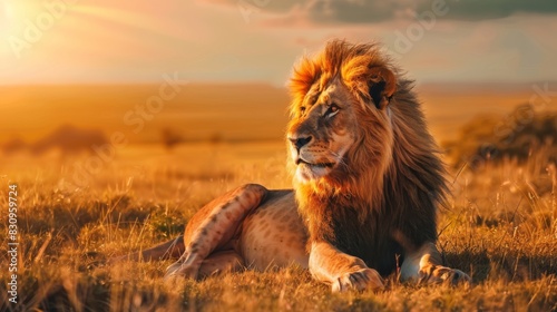 The majestic lion resting