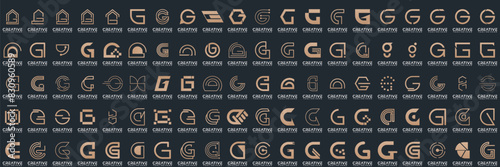 Mega logo collection, Abstract letter G logo design. icons for business of luxury, elegant, simple
