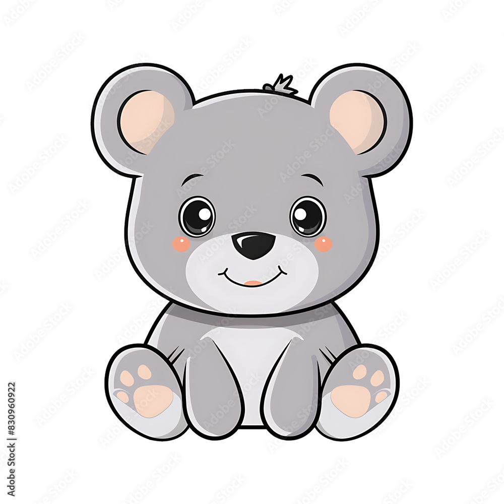 Transperant, Produce a flat colored image of a cute baby bear, with round ears and a friendly face, isolated on a white background, and outlined with a black line Transperant, Produce a flat colored image of a cute baby bear, with round ears and a friendly face, isolated on a white background, and outlined with a black line