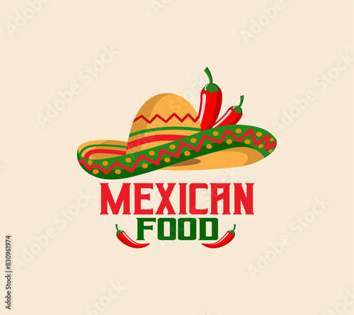 mexican food vector logo sticker sombrero hat symbol for Mexican restaurant