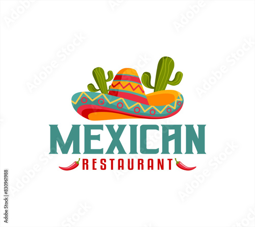 mexican food vector logo sticker sombrero hat symbol for Mexican restaurant