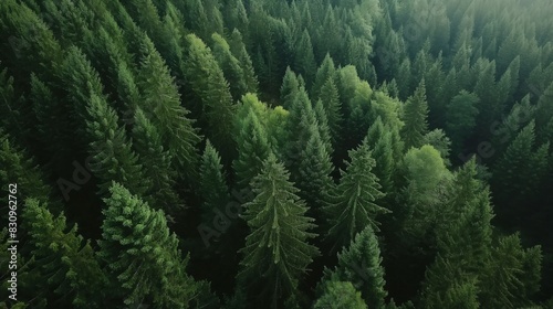 a drone shot top view of the forest