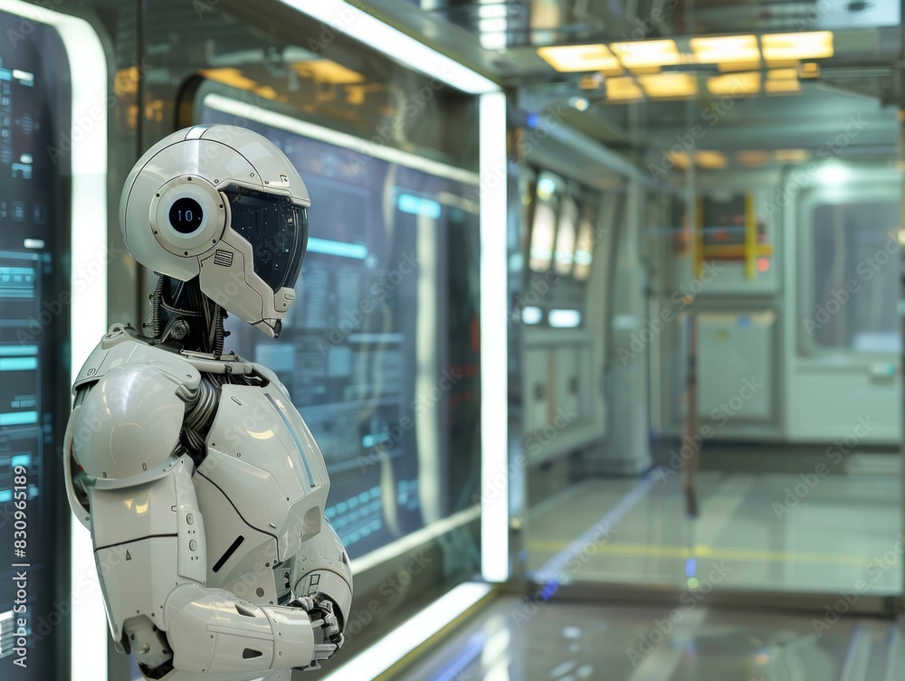 Robots stand guard in highly secure locations. Robots stand guard in highly secure locations.