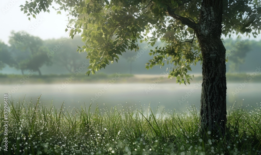 Foggy mornings with dew on the grass and fresh air are reminiscent of tranquility.