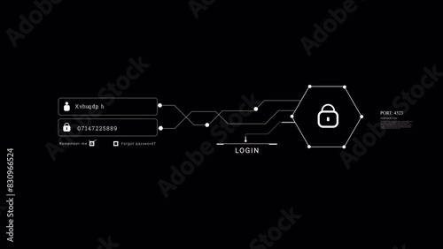 PNG Log in password access HUD element. Data Information.Syber security, hackers photo