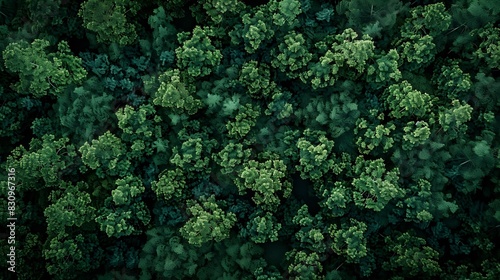Aerial view of forestecosystem and healthy environment Texture of green tree forest : Generative AI