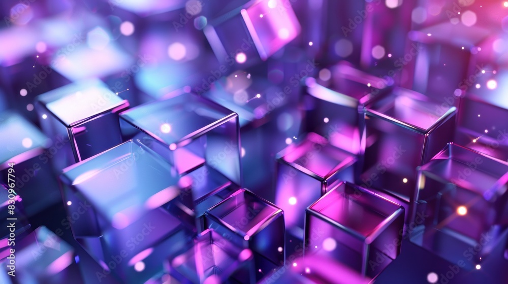 3D arrangement of purple and blue abstract geometric backgrounds for advertisements, technology, signs, fashion, business.