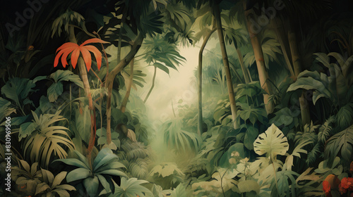 tropical jungle background created with Generative AI technology