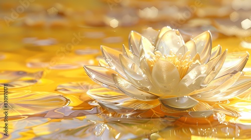 Digital technology golden three-dimensional lotus abstract graphic poster web page PPT background