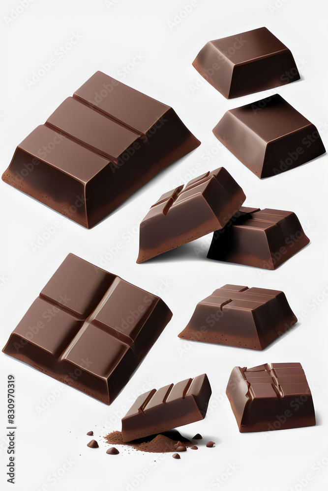 group of dark chocolates with one that has the other half eaten group of dark chocolates with one that has the other half eaten