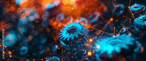 An digital icon featuring gears, symbolizing settings and customization options, icons for mobile applications photo