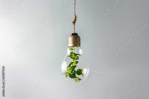 Ampoule suspendue avec plante verte grimpante
