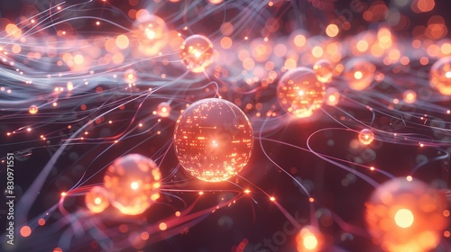 Abstract Glowing Spheres with Network Connections