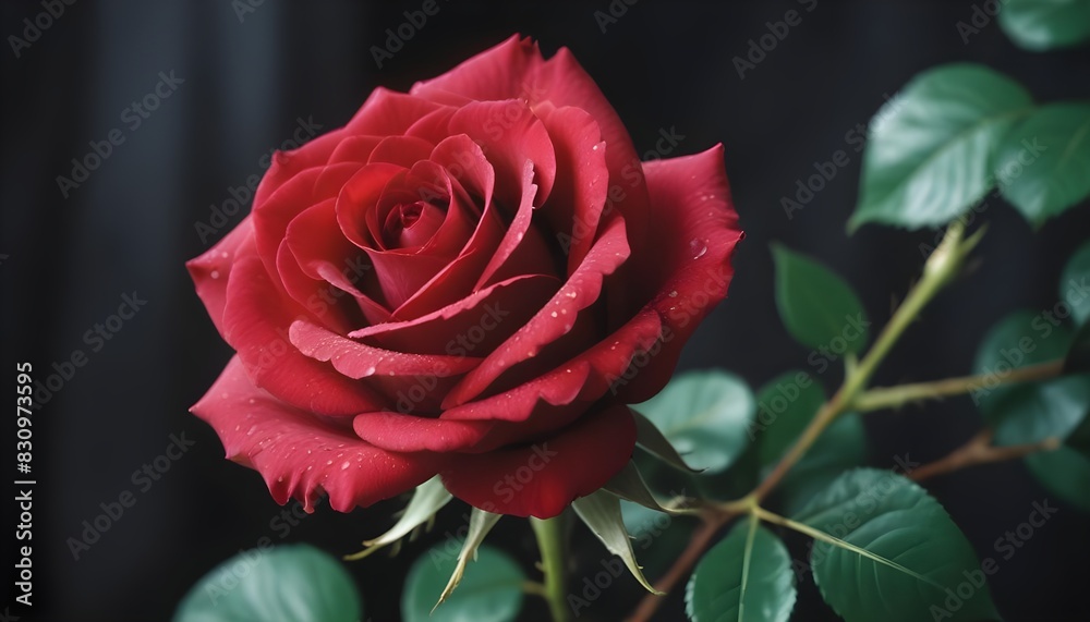 Close-up of red rose and bud growing outdoors garden Close-up of red rose and bud growing outdoors garden