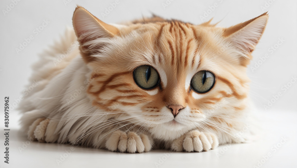 A ginger cat on white background