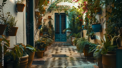 a beautiful image of an enterene of a house decorated with elegant pots and plants