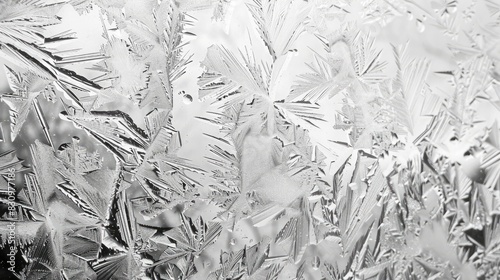 Ice covering glass intricate ice patterns wintry scene