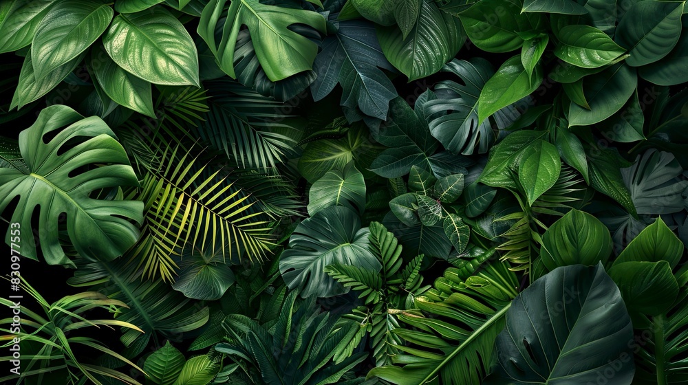 custom made wallpaper toronto digitalA lush green jungle with many different types of leaves and plants