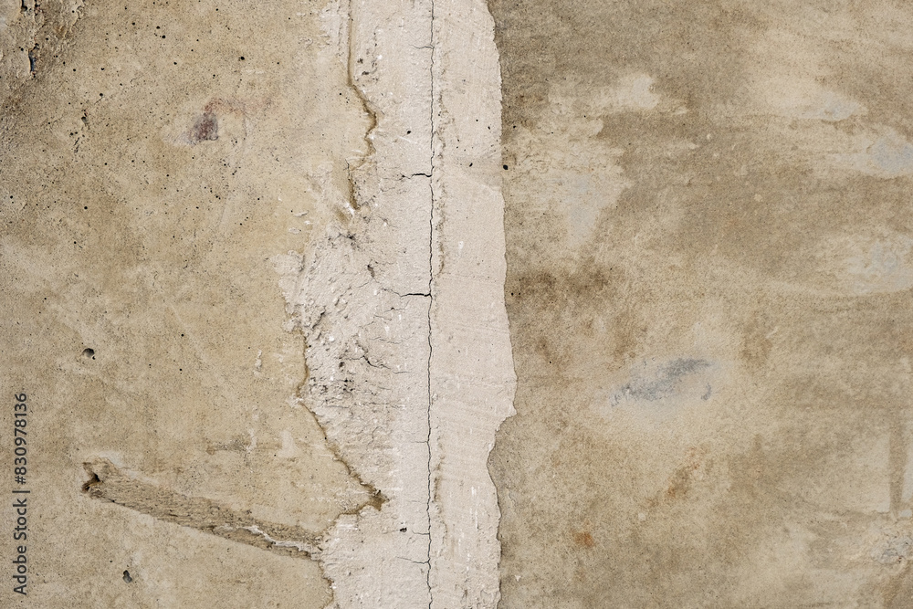 Obraz premium Reinforced concrete wall with a vertical crack