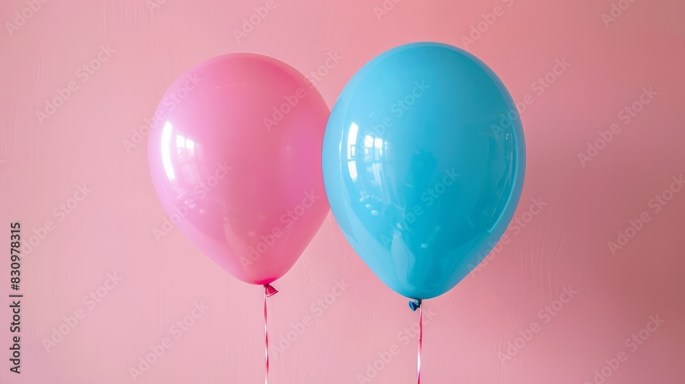 Blue and pink balloons for gender reveal party.

