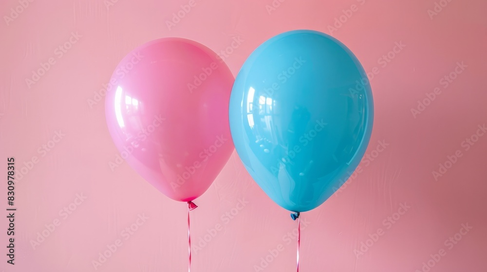 Blue and pink balloons for gender reveal party.
Blue and pink balloons for gender reveal party.
