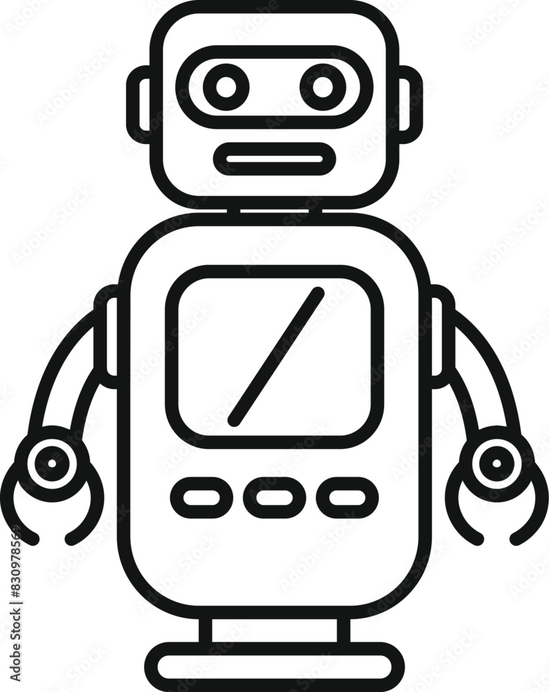 Monochrome vector illustration of a friendly cartoon robot, suitable for tech and education themes Monochrome vector illustration of a friendly cartoon robot, suitable for tech and education themes