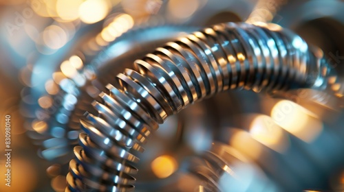 Close-up view of metal coils against a bright background.