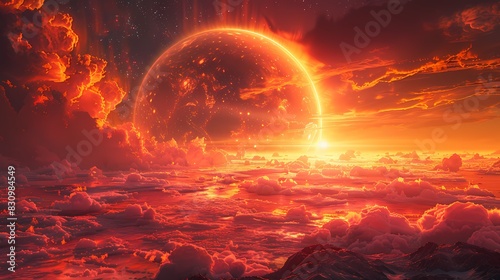 Digital technology orange pink future universe galaxy poster background