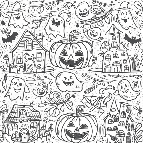 pattern with halloween pumpkins coloring books