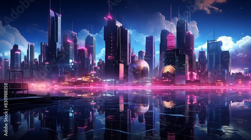 Wallpaper Mural A futuristic city with fantastic neon lights. Torontodigital.ca