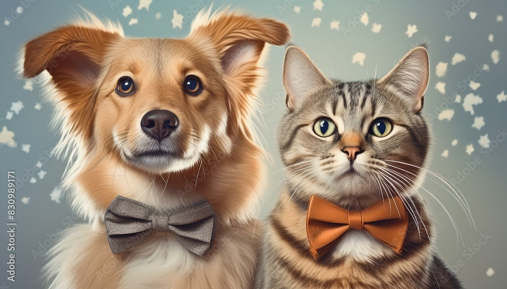 Pawsitively Adorable: Drawing a Cute Cat and Dog Duo with Bow Ties!