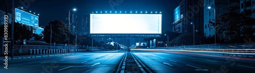 Neon signs illuminate a wet city street at night. photo