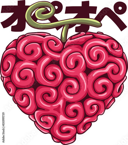 Heart fruit, devil fruit law heart from japan illustration vector logo