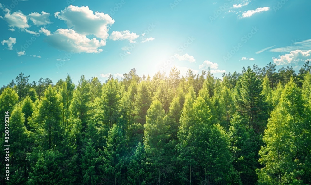 A serene forest landscape captures the majesty of tall, green trees stretching toward a clear blue sky. The scene offers a tranquil atmosphere. A serene forest landscape captures the majesty of tall, green trees stretching toward a clear blue sky. The scene offers a tranquil atmosphere.