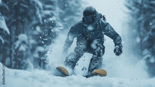 Wallpaper Mural A skier carving through powder in a snowy forest. Torontodigital.ca
