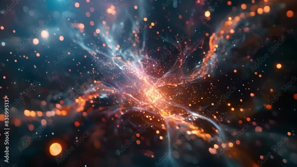 An otherworldly landscape showcasing the effects of the Higgs field on particles and their mass. An otherworldly landscape showcasing the effects of the Higgs field on particles and their mass.