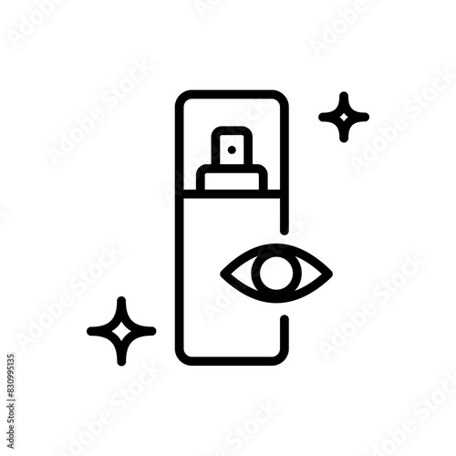 Eye cream for fine lines and wrinkles. Under eye serum for dark circles and puffiness. Simple outline icon. Contour symbol. Vector isolated outline drawing.