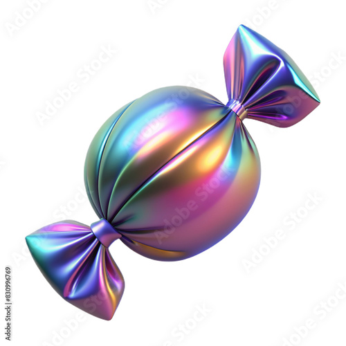 Metallic candy isolated from background holographic colored. Brutalist style, Sweet object. Retro futurism style. Trendy design elements for collage Y2k. Surreal style
