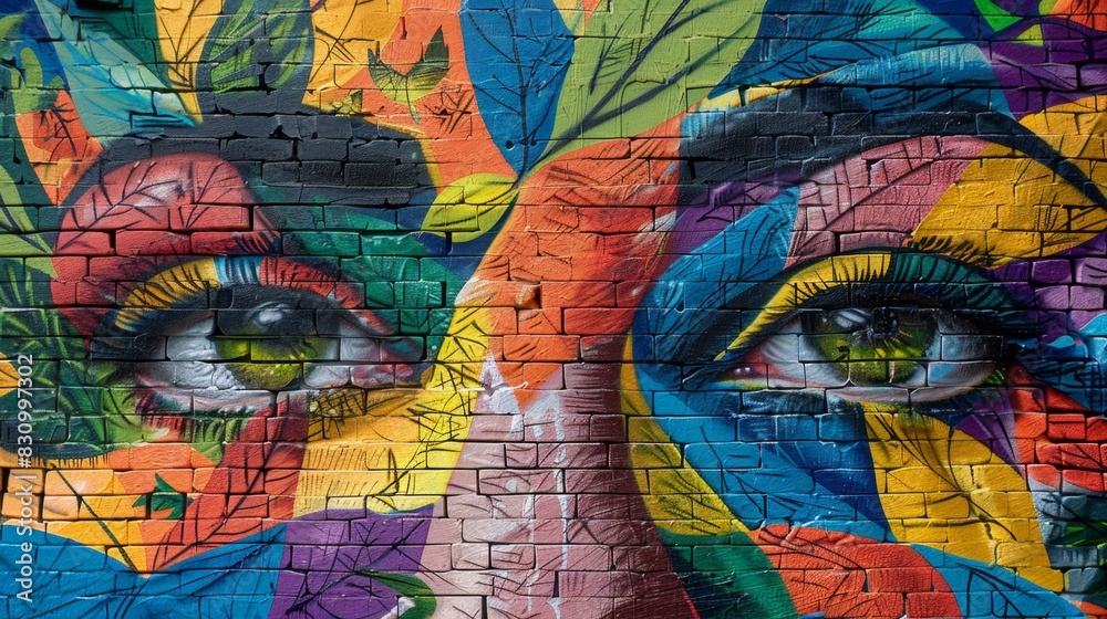 Obraz premium Bold Graffiti-Style Mural of Community Painting Event