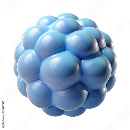 Bubble abstract blue colored shape isolated from background. Sphere object. Retro futurism style. Trendy design elements for collage. Surreal style. Rubber Y2K , sphere 3d